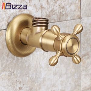 Antique Brass Triangle Water Control Faucet Stop Bathroom Accessories Kitchen 1/2" Angle Wall Toilet Filling s 210727