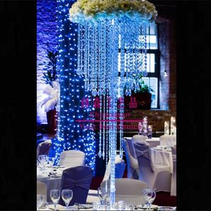 Party Decoration Tall Acrylic Crystal Table Centerpiece Wedding Kroonluchter Bloem Stand Centepiece Trouwhouders