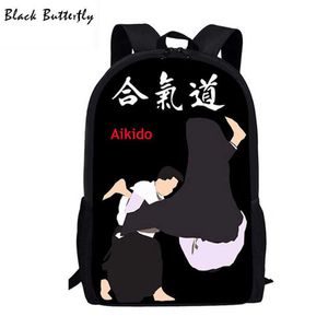 Детская сумка Китайский Kongfu Joudo School School Bags Cool Aikido Print рюкзак для девочек Мальчики Satchels Детская сумка 3-8 лет Aikido X0529