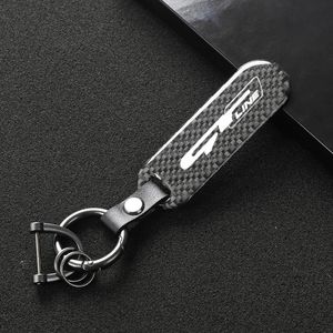 Nyckelringar Keychain för Sonata Kia GT Line Elantra Sportage Stinger 2021 K5 GTLine Peugeot Carbon Fiber Car Logo Key Ring