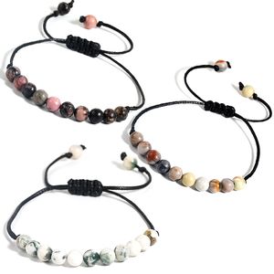 Adjustable Natural Stone Bead Bracelet Yoga Healing Crystal Stretch Beaded Bracelets for Women Men Handmade Jewelry