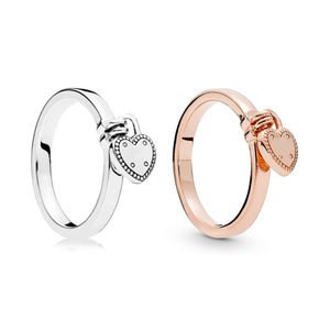 Pan Jia AI s Lock S925 Pure Silver Ring Romantisch Eenvoudig en flexibel Love Shape Accessoires Dames Valentijnsdag Gift DJG9