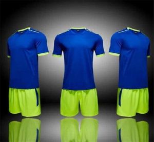 2021 Jersey de futebol Conjuntos Liso Royal Blue Football Suor Absorvendo e Respirável Terno de Treinamento para Crianças Desgasta Manga Curta Corrida com Shorts