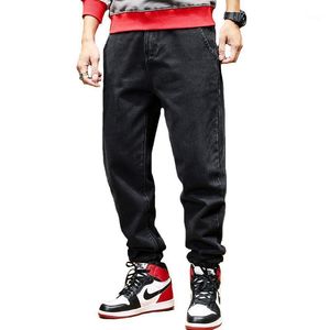 Herren Jeans Mode Streetwear Männer Gespleißte Designer Denim Cargo Hosen Plus Größe 28-44 Hip Hop Joggers Winter Samt warme Lange Hosen