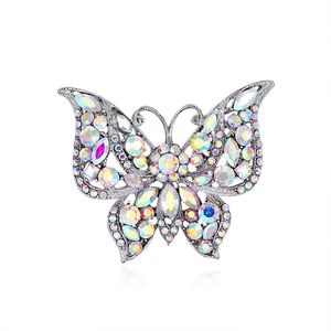 Rhinestone Borboleta Borboleta Broche Cristal Inseto Buquê Hijab Cachecol Pino Mulheres Jóias Presente