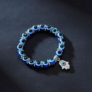 Turkiska s blåa onda ögat pärla män kvinnor handgjorda lyckliga smycken charm armband kvinnlig droppe