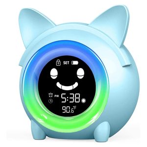 Kids Child Alarm Clock Sleep Training Colorful Night Light Digital Wake Up with Temperature NAP Timer for Bedroom 210804