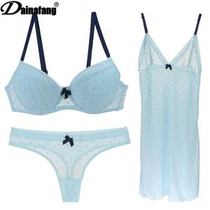 Slips Höschen DaiNaFang Sexy hochwertige Frauen gedruckt Dessous Set Seide Blume Spitze Push-up-BH-Sets aushöhlen Höschen und BH Unterwäsche L2304