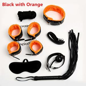 Sex Bondage Kit 7 st / set Sexiga produkter Vuxna Spel Sexleksaker Set Handmuffar Footcuff Whip Rope Blind Fold För Par Erotiska Leksaker # 766