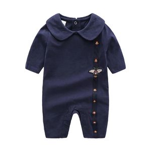 Abiti da bambino neonato piccolo ape bianca blu scuro bacchette di cotone a maniche lunghe Girl Girl Girper Christmas 0-24 mesi