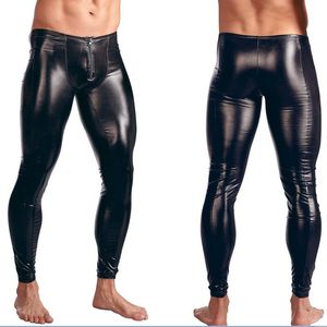 Skönhet gotiska leggings herrar byxor byxor scen prestanda underkläder män våtlook faux läder pvc gay klubb dan