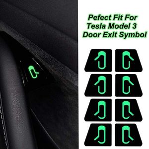 8Pcs/Set Window Prompt Luminous Sticker Kit Car Door Open Exit Sticker Decal Fit Interior Decoration Stickers for Tesla Model 3