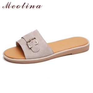 Summer Slides Women Shoes Metal Decoration Flat Casual Fashion Open Toe Slipers Ladies Sandals Pink Size 5-9 210517