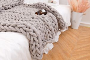 Cobertor de malha de malha artesanal Chenille Nap Quilt SofA Decoration Photography adereços