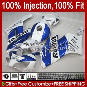 注射金型100％フィットホンダフェアリングCBR1000 CBR 1000 RR CC 04-05 Body 52NO.32 CBR 1000RR 1000CC 2004 2005 CBR-1000 CBR1000RR 04 05 OEMフルフェアリングブルー光沢のある白