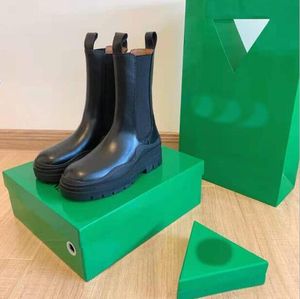 Designer lyx däck läder stövlar damer ankel haif cowskin chelsea boot höst vinter martin mode camfort skor toppkvalitet storlek 35-40