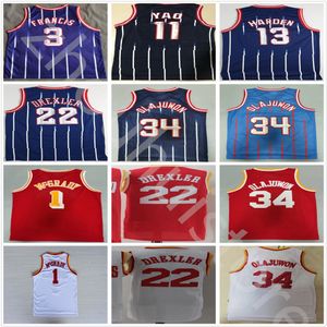 100％ステッチ75th Jalen Green 0バスケットボールジャージ2021-22 City Navy Clyde Drexler 22 Hakeem Olajuwon 34 Red White Cactus Yao 11分