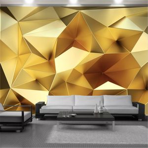 Personalizado 3D papel de parede luxo ouro geométrico polígono estéreo europeu sala de estar quarto casa decoração pintura mural papéis de parede