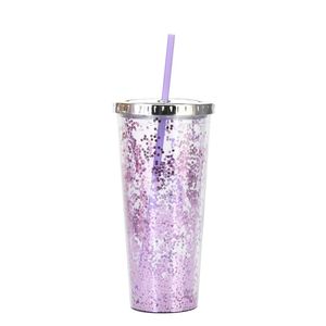 Copo de água de glitter grande capacidade de plástico de plástico de 24oz com palha verão festa adulto xícaras gga4408