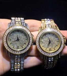 Luksusowy Zegarek męski Wysokiej Jakości Diamenty Zegar Analogowy Kwarcowy Automatyczny Ruch 38mm Ze Stali Nierdzewnej Zegarki Biżuteria Hiphop Biżuteria