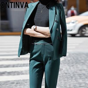 Suit Women Blazer Set Elegant Office Work Wear Pant s OL 2 Piece Jacket & Skirt Femme Plus Size 4XL 210527