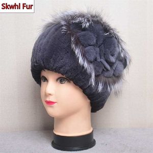 Мода женская меховая шляпа для зимой натуральный REX CAP кролика русский женский головной уборной бренд роскошные теплые шапочки 211229