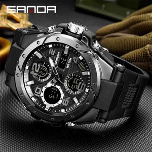Спортивные военные наручные часы мужские часы бренда мужские часы для мужчин часы двойной дисплей наручные часы армия открытый водонепроницаемый Sanda час 210804