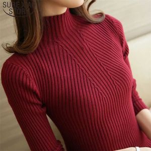 Fashion Solid White and Black Tops Sweaters Winter Long Sleeve Turtleneck Pullovers Femme Clothing 5218 211011