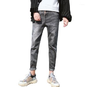 Männer Jeans Erhöhen Unten Verdickung Elastische Kraft Schüler Freizeit Hosen Gebunden Füße Hosen Männliche Trend Soild Farbe Jeans1