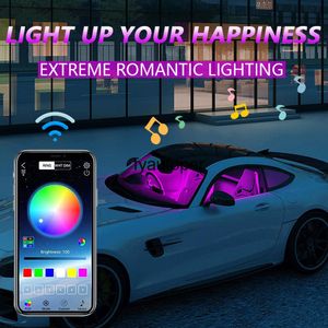 Bil LED-remsor lyser 48 Omgivning RGB USB 12V Auto Inredning Dekorativ lampor Lampa app Trådlös fjärrkontrollläge