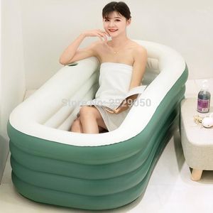 Assentos de banheira com bomba, banheira espessada, banheira de dobradura para adultos, banheira portátil inflável de quatro camadas