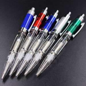 Drop-shipping LED glöd ljus upp penn plastmaterial röd blå grön vit belysning kulspets pennor skrivande i mörkret 5 stycken / parti