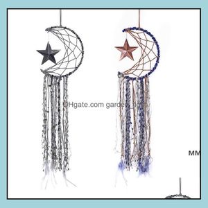 Artes e artes, Crafts Gifts Home GardendReamcatcher Bells Hang Moon Star Dreamcatcher Feather Dream Catcher Pingente Wall Sal￣o de suspens￣o Deco