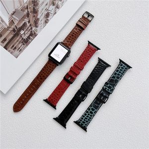 Genuine Leather Luxury Crocodile Wrist Loop Bracelet Band Strap for Apple Watch Series 7 6 5 4 3 2