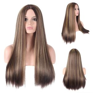 Synthetic Wigs SiNuo Highlight Brown Long Straight For Black White Women Cosplay Hair Heat Resistant Fiber Mechanism Perruques