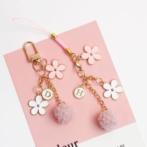 Fashion Trendy Keychain Ribbon Flower Keyring For Men Women Jewelry Pink Flower Cute Bag Car Key Holder Gifts
