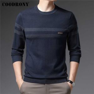 COODRONY Brand Sweater Pullover Men Clothing Fashion Casual Striped O-Neck Pull Homme Autumn Winter Knitwear Shirt Jersey C1389 211221