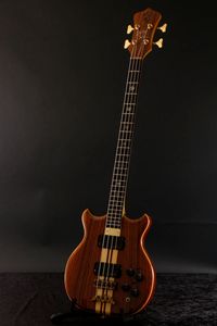 Anpassad Alembic Brown Ash 4 Strings Electric Bass Guitar Neck genom Body, 5 PliesNeck, Gold Hardware, Abalone Inlay