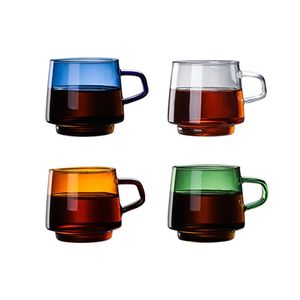 Cups & Saucers High Temperature Amber Coffee Cup Single Layer Mug Ins Household Breakfast Glass Milk Tceacup Double Arabic Set