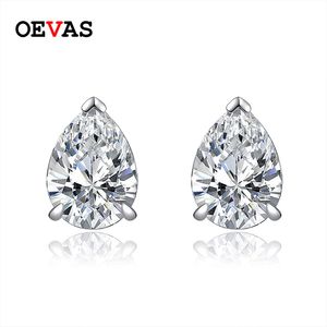 OEVAS Classic 925 Sterling Silver Pear Cut Utworzone MOISSANITE Gemstone Diamenty Kolczyki Ucha Studia Grzywna Biżuteria Hurtownie