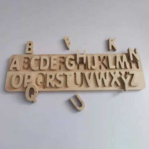 Naturalne drewniane litery logiczne alfabetu ABC Deska Maluchy Dzieci Wczesne Zabawki Edukacyjne Dopasowanie Letter Family Dropship Y0808