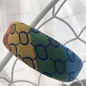 Rainbow Plaid Headbands Jacquard Letter Headdress Novelty Design Hårband Högkvalitativ Mode Sponge Hairs Hoop