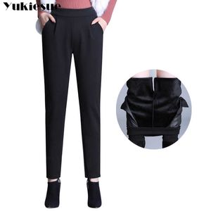 Winter Warm Fleece Pants Women Plus Size Thick Women's harem Velvet Straight Loose Ladies trousers Autumn 210608