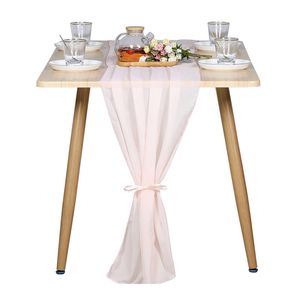 Chiffong Table Runner 70 * 300cm Lång bröllop Banquets Bordduk Skydd Modern Flaggstol Sash Party Decorations Yfa3009