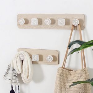 Rustic Coat Rack Wall Mounted Wood Hanger Key Holder Home Decor Clothes Storage Hook Hangers for Entryway Bathroom 220311