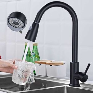 Kökshandtag Singelhål Dra ut Tut Mixer Tap Stream Sprayer Head Chrome 210724