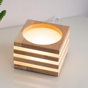 Table Lamps Creative Led Warm Color Desk Lamp Wood Bedside Acrylic Atmosphere Usb Power Supply Small Night