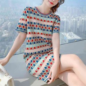 خمر المدرج الفاخرة المرأة الصيف اللباس الأزياء عارضة الحلو شريطية أنيقة محبوك سترة حزب vestidos 210514