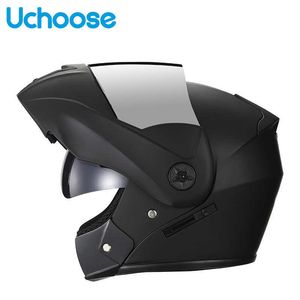 Kask motocyklowy Flip Up Helmet Motorbike Modułowe Dual Lens Dorosłych Dorosłych Full Face Sejf Motocross Helm Casque Moto Q0630