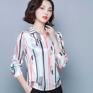 Koreanska mode silke kvinnor blusar satin kvinna toppar och damer plus storlek 4xl kontor lady blusas femininas elegante 210531